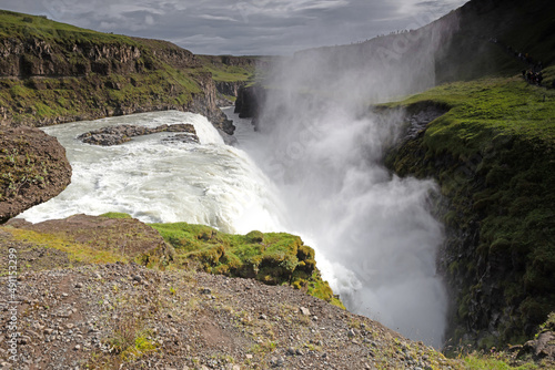 Golden waterfall in Iceland - The mighty Gullfoss