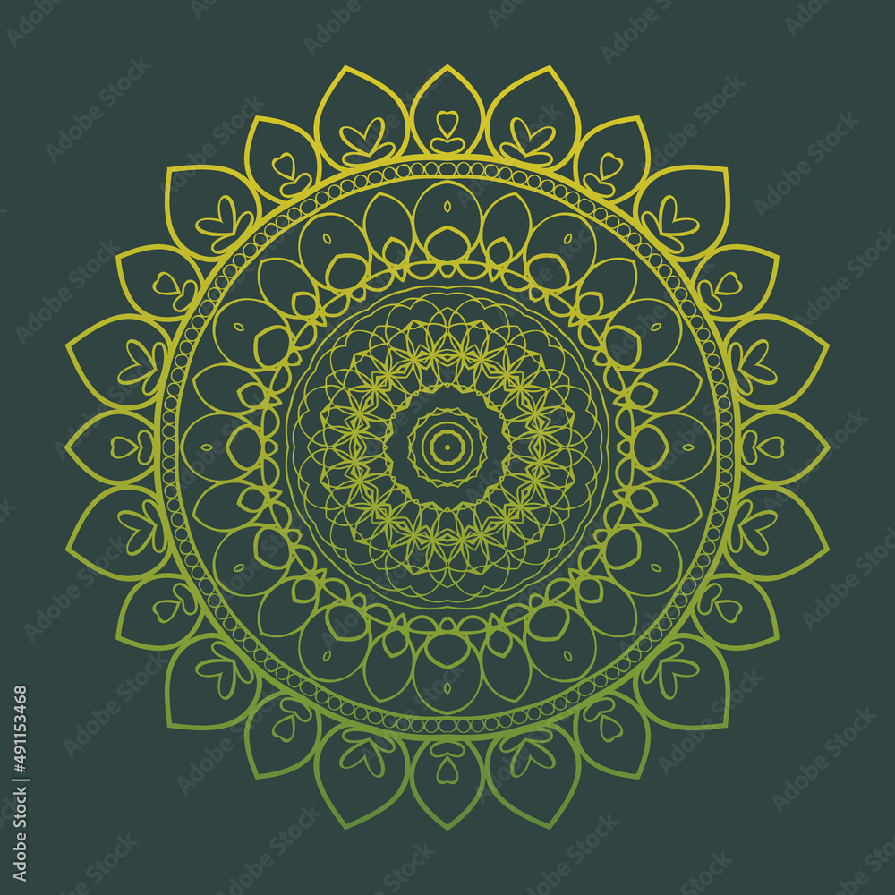 Colorful mandala design with floral shapes