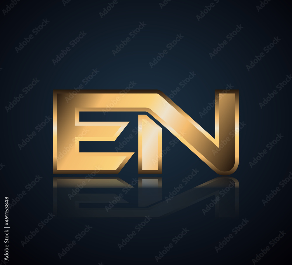Modern Initial logo 2 letters Gold simple in Dark Background with Shadow Reflection EN Modern Initial logo 2 letters Gold simple in Dark Background with Shadow Reflection EN