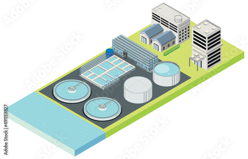 Isometric industrial area of desalination plant
