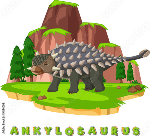Dinosaur wordcard for ankylosaurus