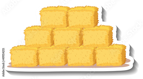 Square haystacks group on white background