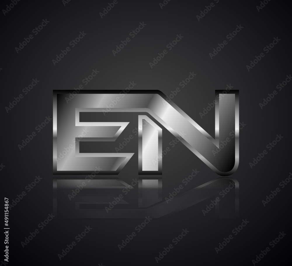 Modern Initial logo 2 letters Silver Metal simple in Dark Background with Shadow Reflection EN Modern Initial logo 2 letters Silver Metal simple in Dark Background with Shadow Reflection EN
