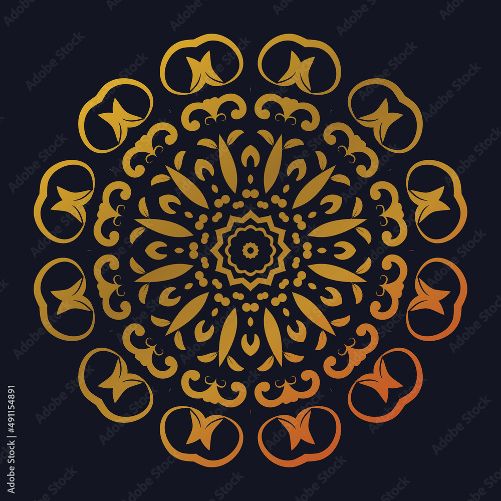 Luxury ornamental mandala design background gold color decoration