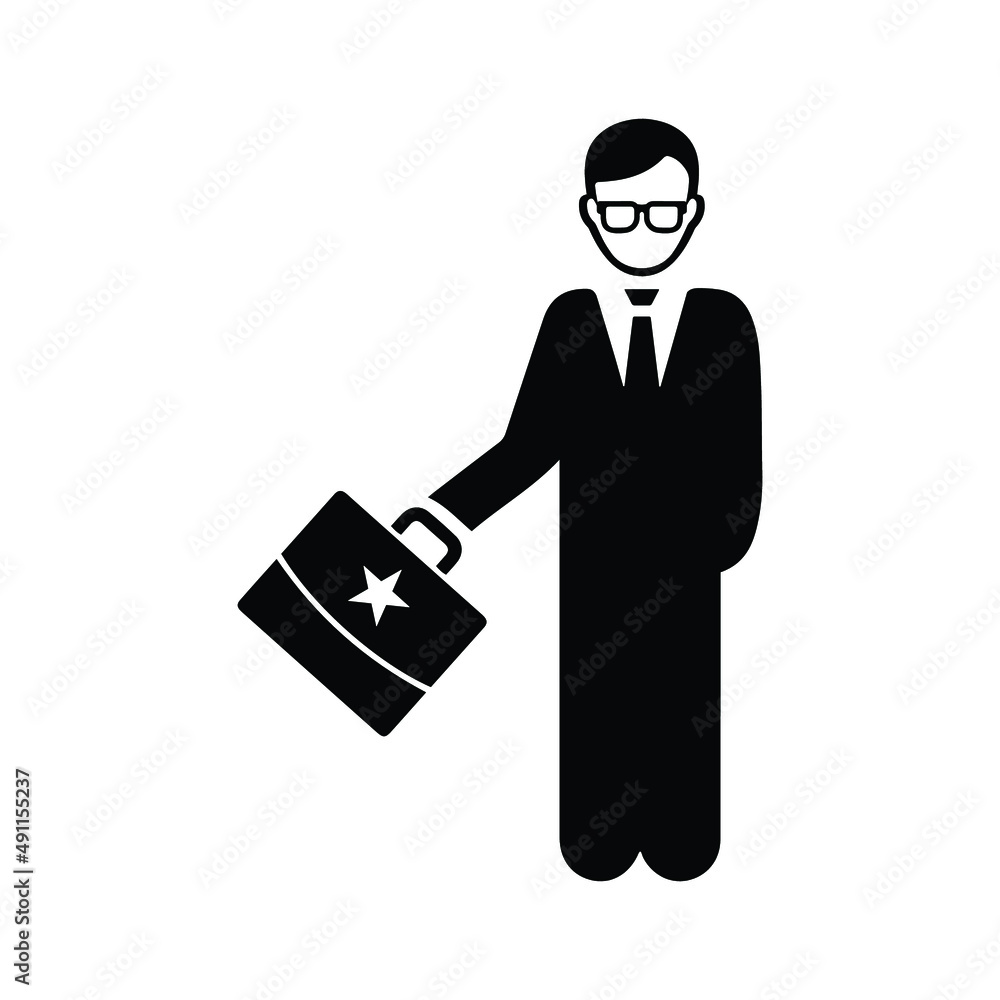Accounted, male figure, gentleman icon. Black vector graphics. Accounted, male figure, gentleman icon. Black vector graphics.