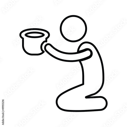 Beggar line icon. Outline vector.