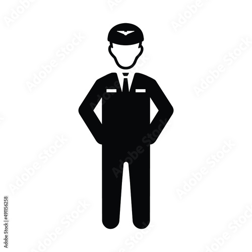Policeman, sergeant icon. Black vector graphics.