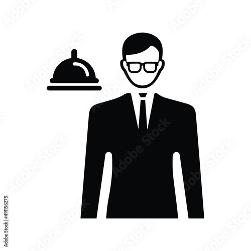 Service, servant icon. Black vector graphics.