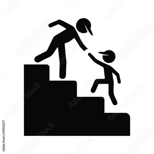 Stair steps, help icon. Black vector graphics.
