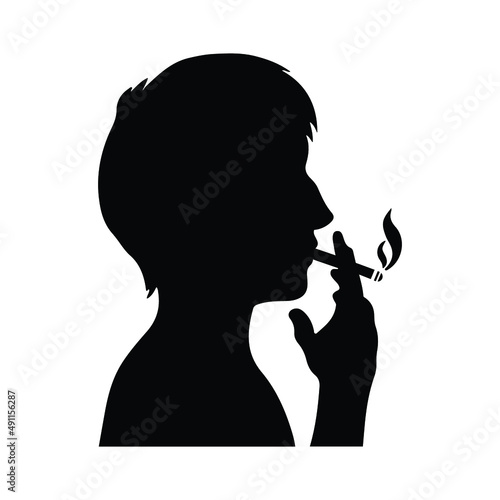 Tobacco, male, smoking icon. Black vector graphics.