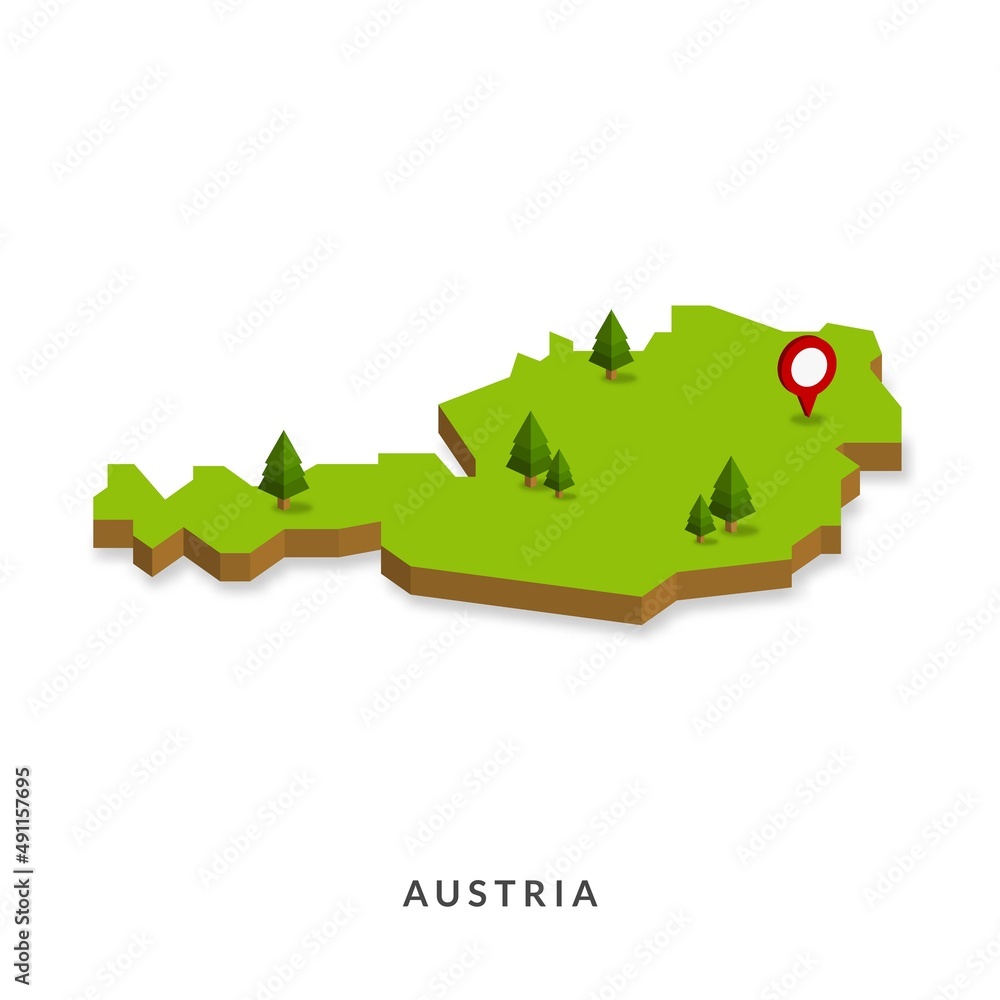 Isometric Map of Austria. Simple 3D Map. Vector Illustration - EPS 10 Vector - obrazy, fototapety, plakaty 
