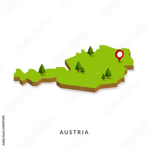 Isometric Map of Austria. Simple 3D Map. Vector Illustration - EPS 10 Vector
