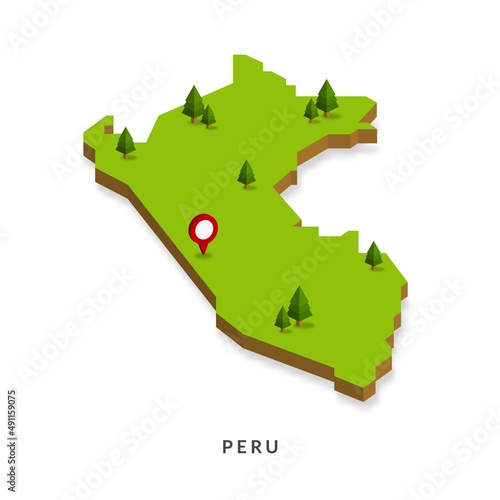 Isometric Map of Peru. Simple 3D Map. Vector Illustration - EPS 10 Vector