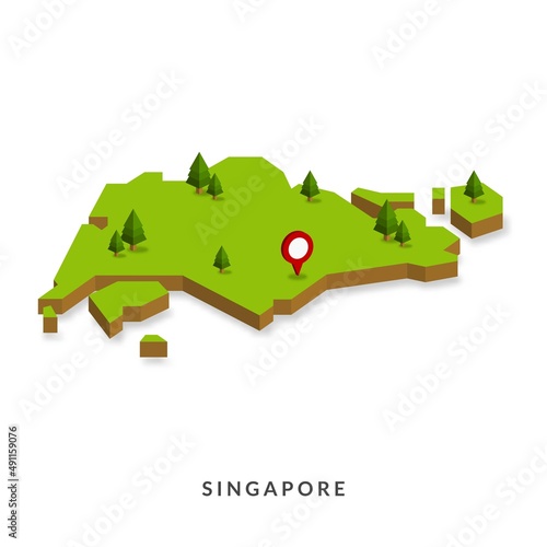Isometric Map of Singapore. Simple 3D Map. Vector Illustration - EPS 10 Vector