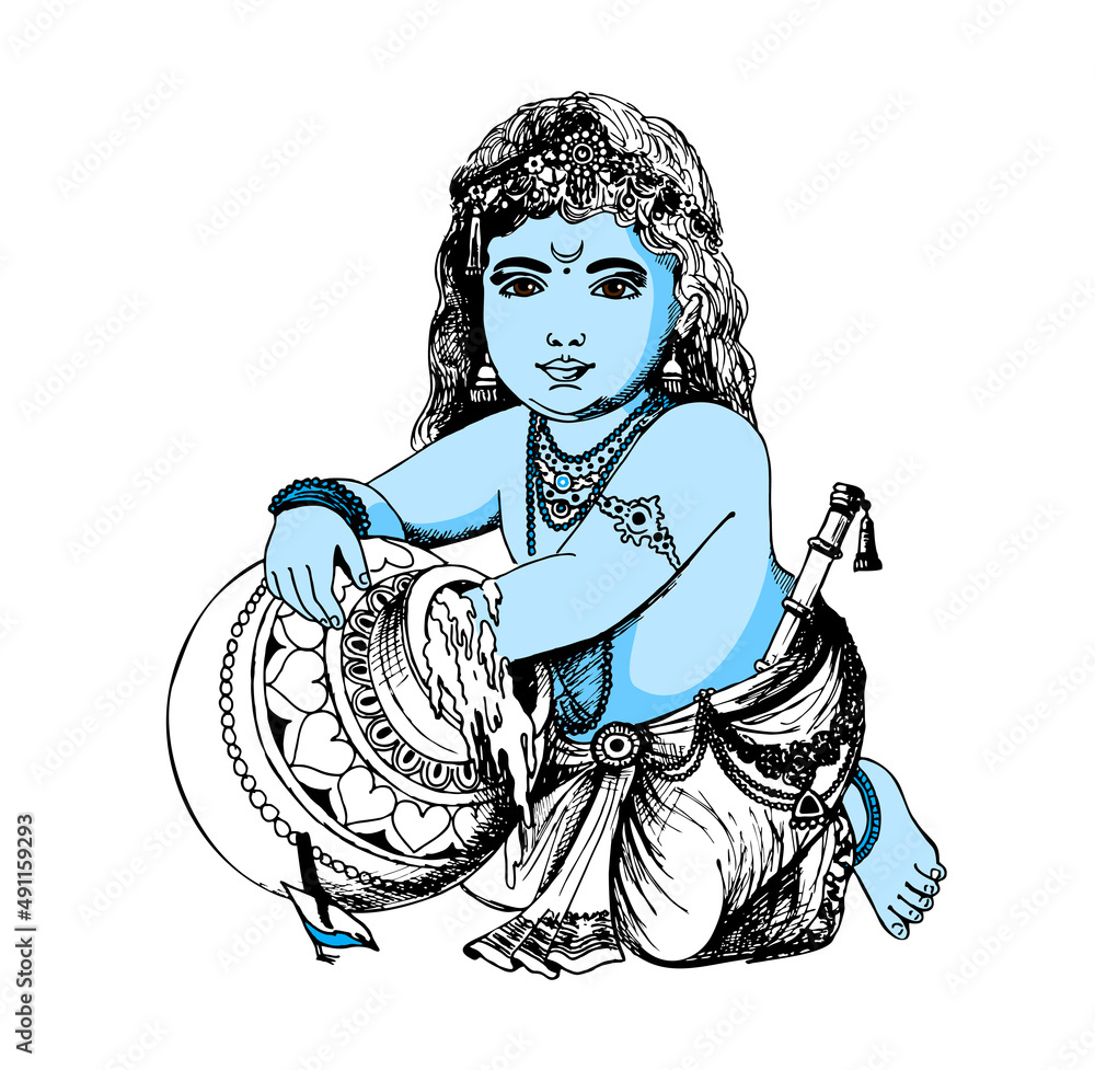 Lord Krishna Drawing by Sharda Rastogi - Pixels-gemektower.com.vn