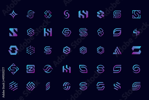 creative monogram letter s logo design set