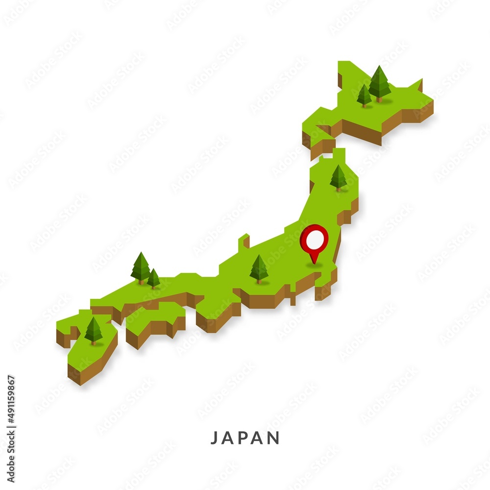 Isometric Map of Japan. Simple 3D Map. Vector Illustration - EPS 10 ...