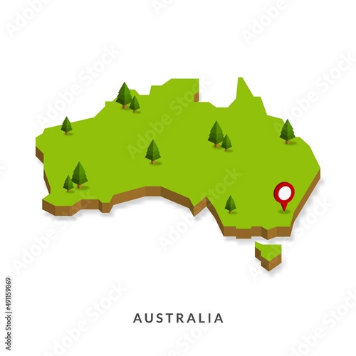 Isometric Map of Australia. Simple 3D Map. Vector Illustration - EPS 10 Vector