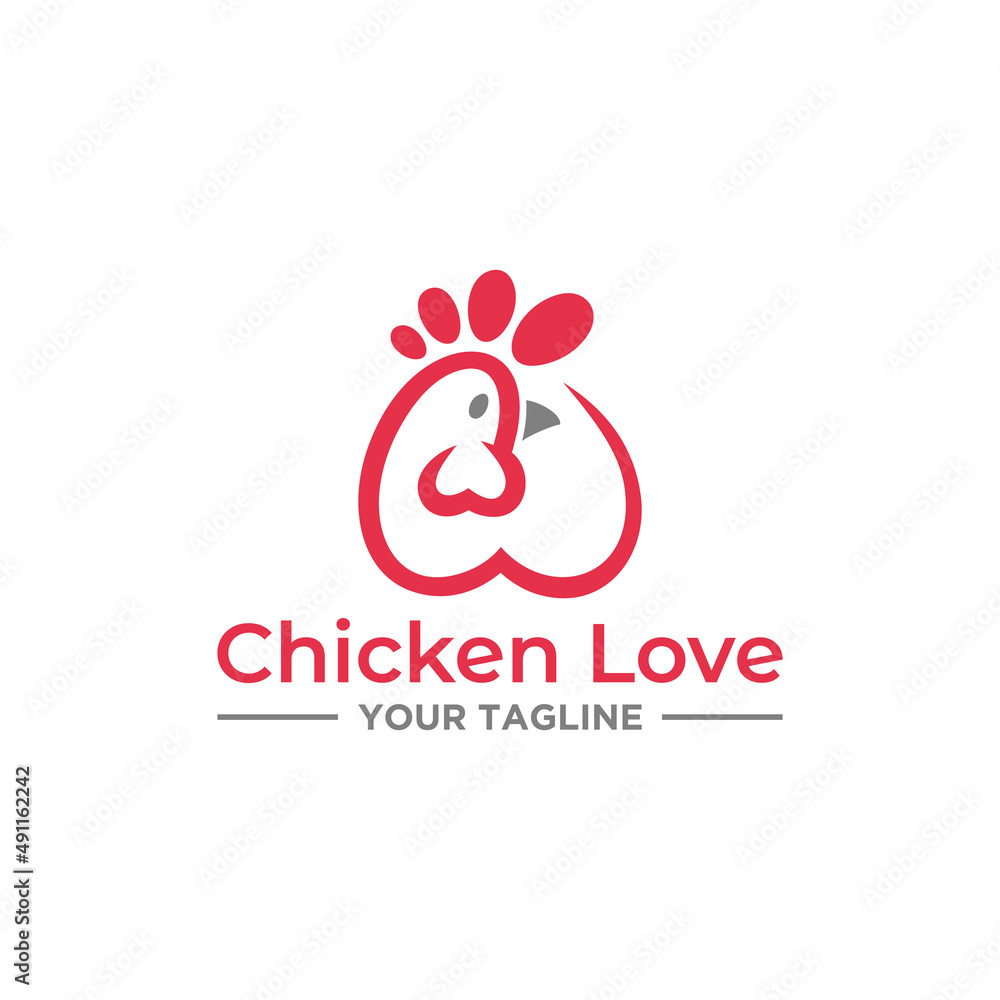Chicken Love logo Sign Design Chicken Love logo Sign Design