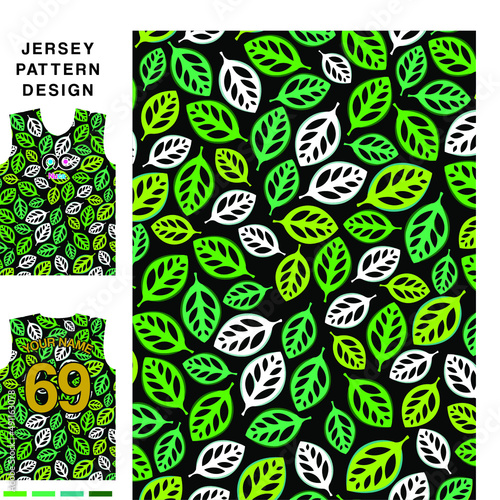 Jersey printing design pattern leaf for soccer, badminton, basketball, volleyball, gaming, racing and fishing team uniforms. Fabric pattern. Sport background. Vector
