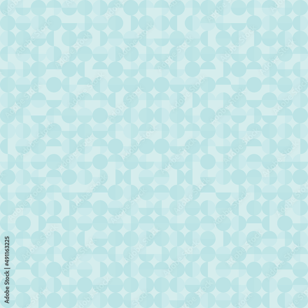 Seamless mosaic with geometric shapes in the style of the Scandinavian pattern, pastel background with circles, squares. Minimalistic abstract template for cover or web design.