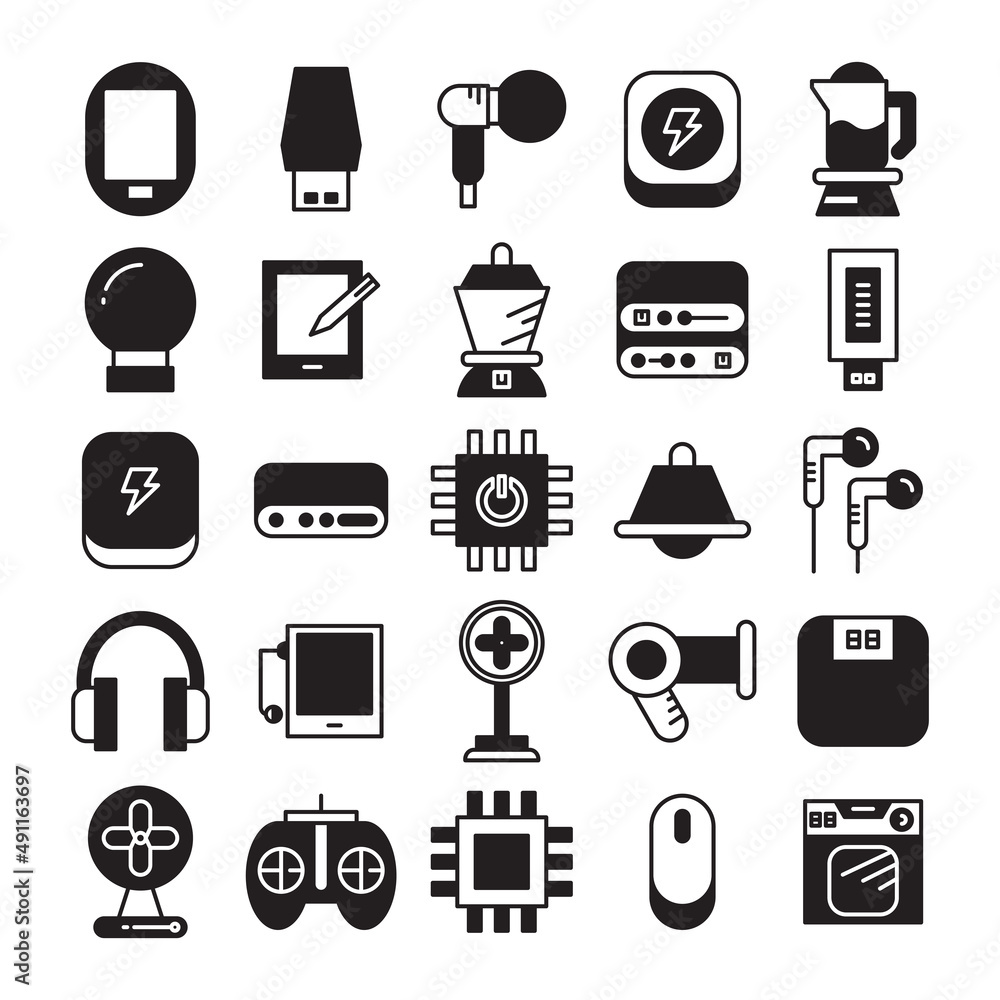 electronic device and appliance icons set electronic device and appliance icons set
