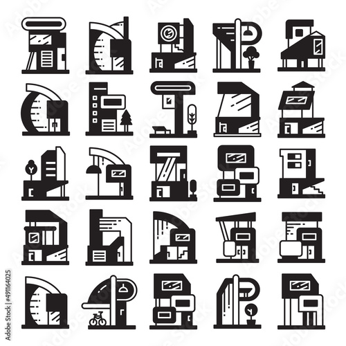 modern building and house, modern architecture design vector set