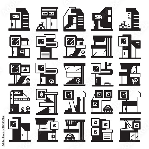 modern building and house, modern architecture design vector set