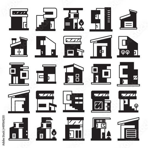 modern building and house, modern architecture design vector set