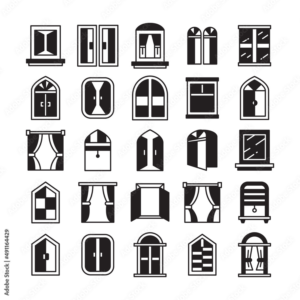 window icons vector illustration set window icons vector illustration set