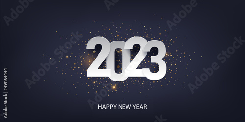 Happy new year 2023 background. Holiday greeting card design. Vector illustration.
