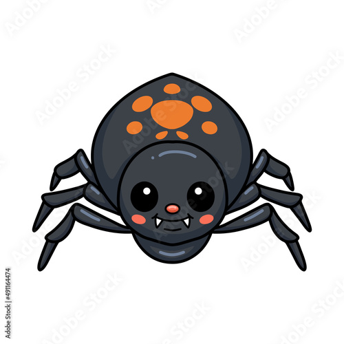 Cute little black spider cartoon
