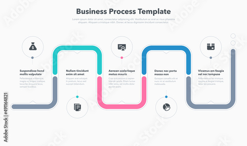 Simple business process template with five steps. Easy to use for your website or presentation.