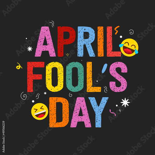 April fools day background funny and crazy face emoji icon