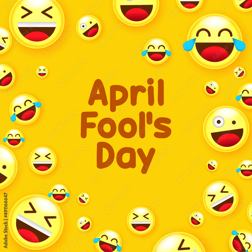 April fools day background funny and crazy face emoji icon April fools day background funny and crazy face emoji icon
