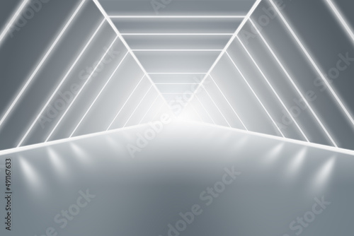 3D rendered lines extend forward to the future space passage background