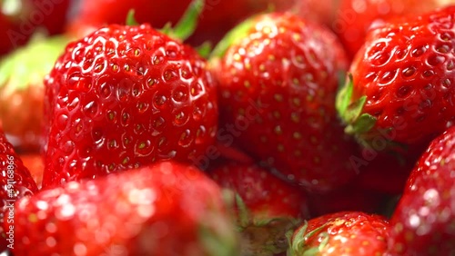 Close-up of washed fresh strawberries
