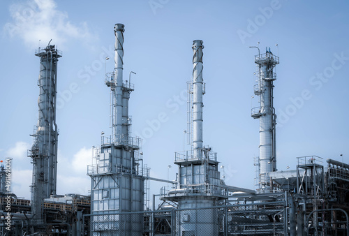 Background of industrial oil refinery plant at industrial zone.