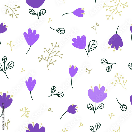 Hand drawn floral seamless pattern. Botanical backround made of abstract flowers. 
