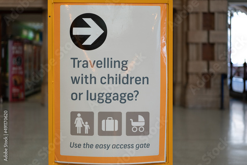 Travelling with children or luggage sign