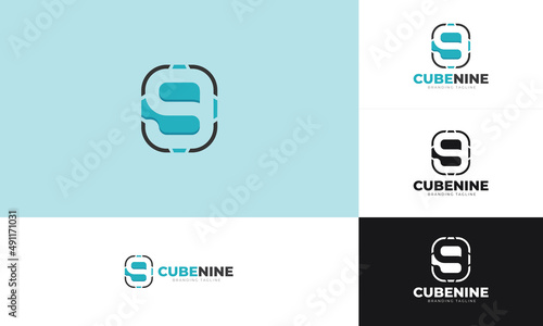 Nine Studio Trademark - Number 9 Logo Template
