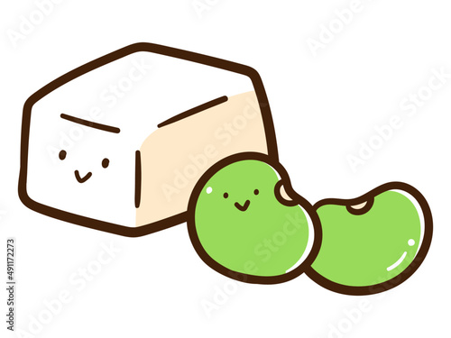 豆類のかわいいキャラクターの手書き風イラストセット