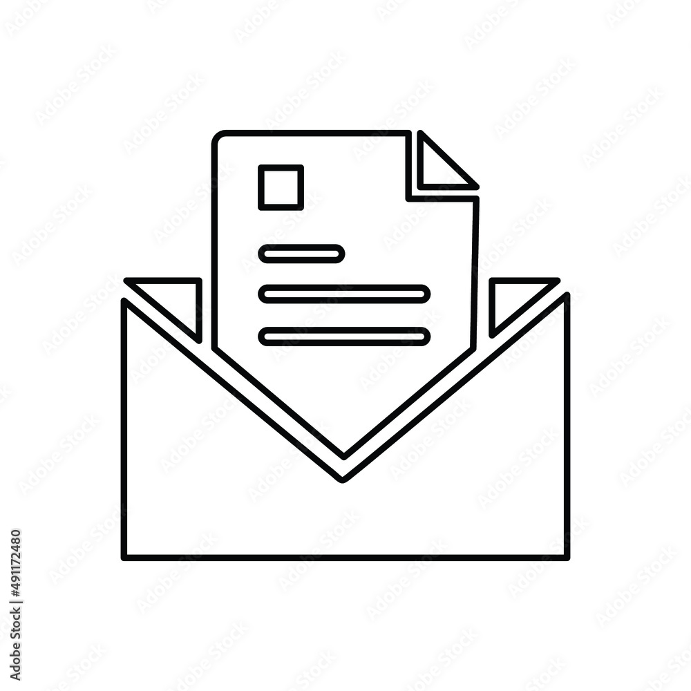 Email, sent, letter, newsletter outline icon. Line art sketch. Email, sent, letter, newsletter outline icon. Line art sketch.