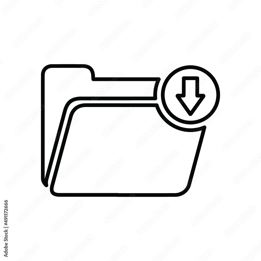 File, folder, download line icon. Outline vector. File, folder, download line icon. Outline vector.