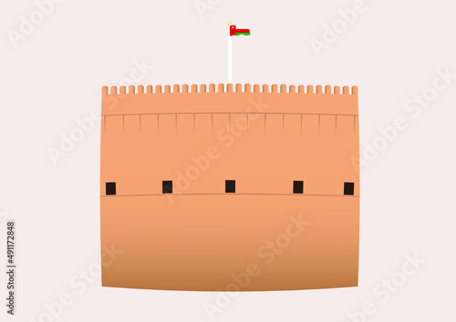 Nizwa Fort in Oman, vector 