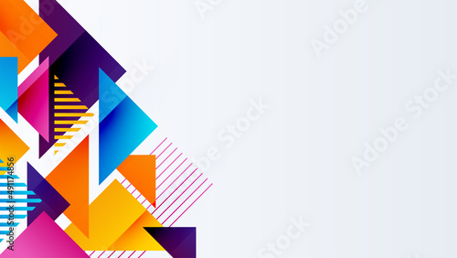Abstract colorful shapes presentation background. Gradient dynamic lines background. Modern mosaic blue orange Colorful geometric design background