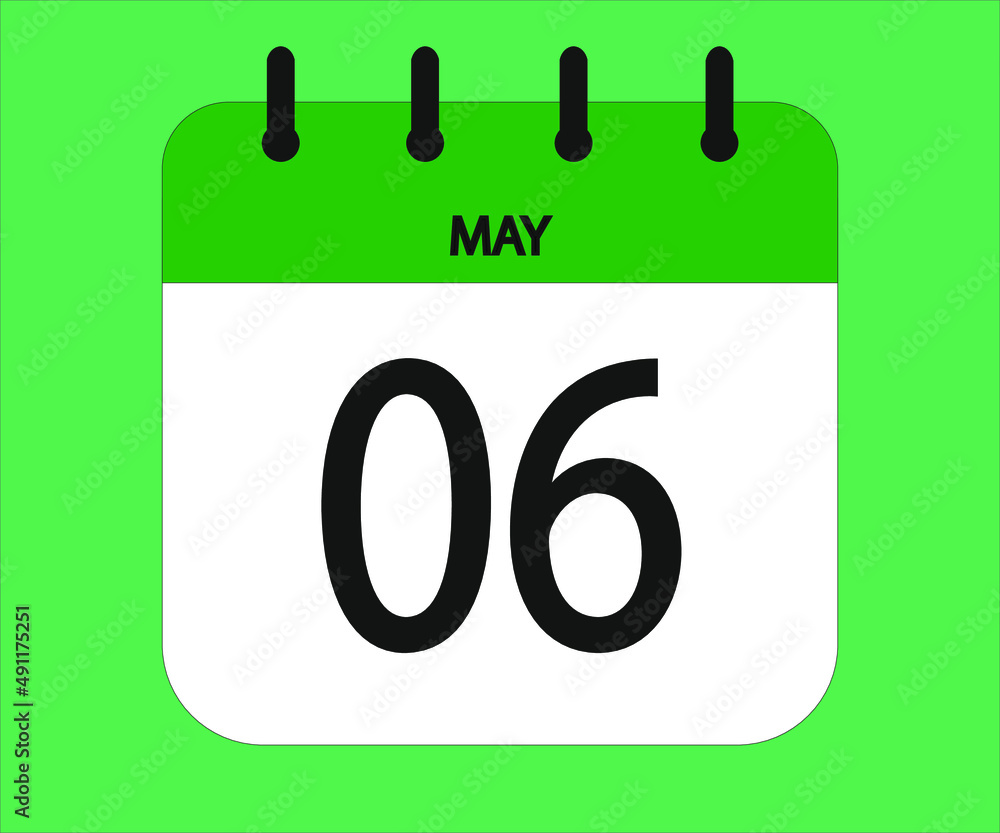 May 06th green calendar icon for days of the month May 06th green calendar icon for days of the month
