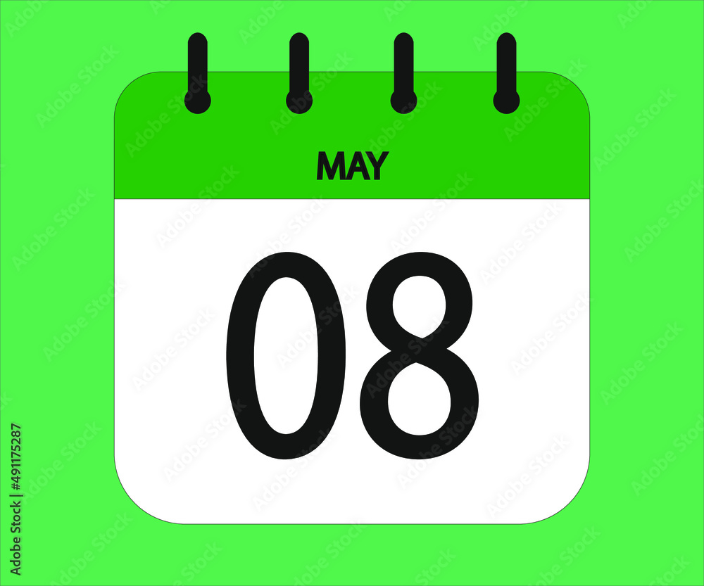 May 08th green calendar icon for days of the month May 08th green calendar icon for days of the month