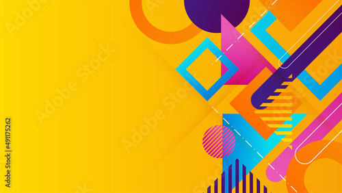 Abstract colorful orange yellow shapes presentation background. Gradient dynamic lines background. Modern mosaic blue orange Colorful geometric design background