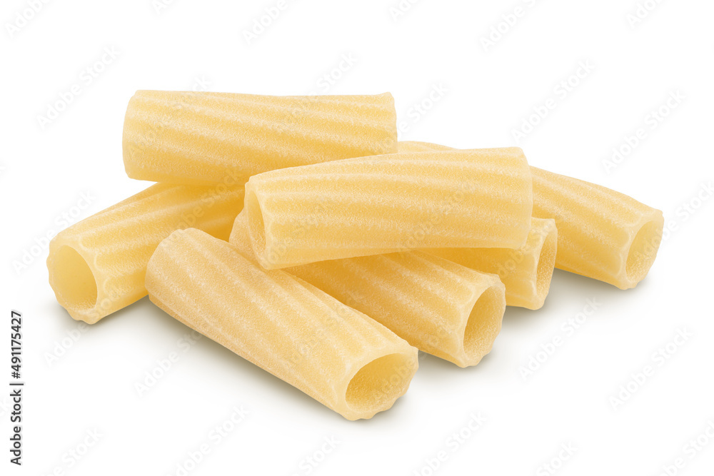 raw italian tortiglioni pasta isolated on white background with clipping path and full depth of field raw italian tortiglioni pasta isolated on white background with clipping path and full depth of field